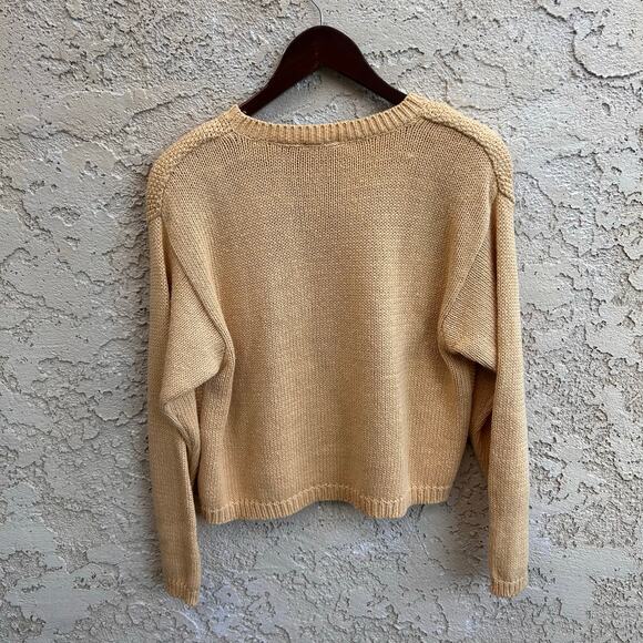 Vintage LizSport Cropped Hand Knit Floral Sweater Size Women’s Small - Picture 2 of 5